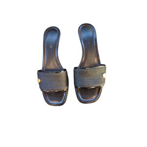 Eric Javits Size 8.5 Black Woven Sandals Made in Italy